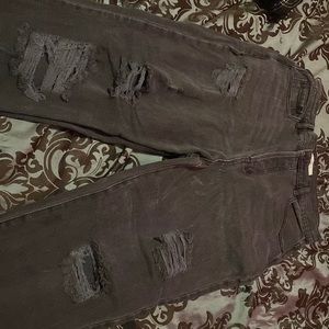 i’m selling dark grey pants with rips on them, from pacsun.